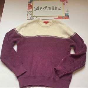 SUPREME sweater in cream and purple